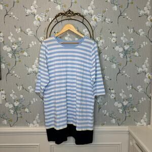 J Jill Fit Striped A-Line Dress in Blue and White - Size XL Petite